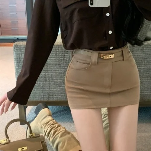 High Waist A-Line  Skirt Women's Summer 2025 Slimming Versatile Personali Butt Covering ort Skirt Trendy Sweet Sle