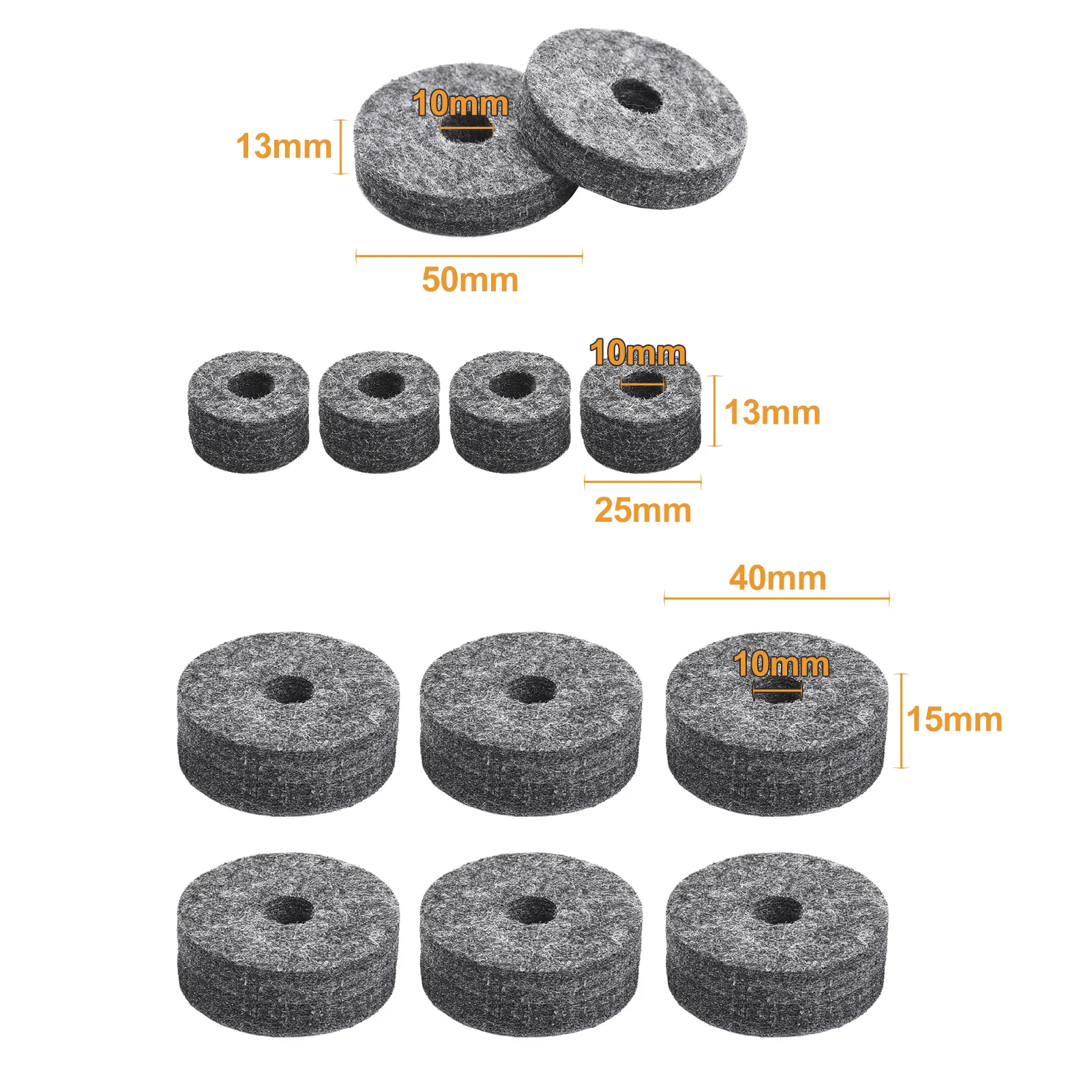 Drum Percussion Accessories Drum Accessories 23pcs Cymbal Replacement Accessories Drum Parts with Cymbal Stand Felts Drum Felt Pads Include Wing Nuts Washers