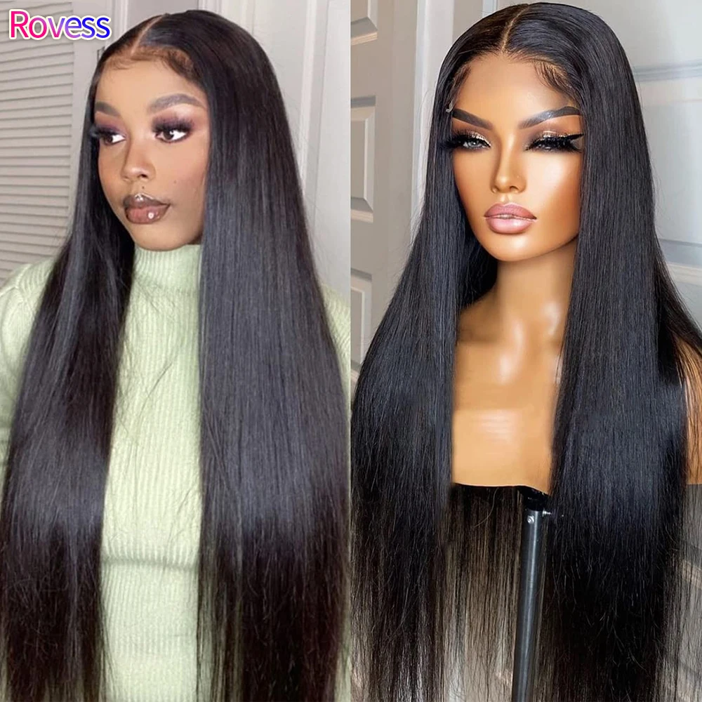 

Rovess 13x4 HD Lace Closure Straight Wigs Jennie Same Style 13x6 Lace Human Hair PrePlucked Hairline Ready to Go Wigs For Women