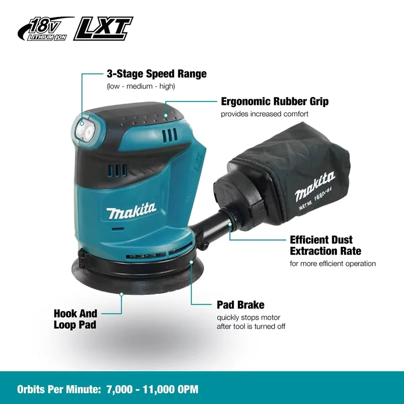 Makita DBO180Z 18V Brushless Cordless Rechargeable Disc Random Orbital Sander Woodworking Sanding Putty Polishing Bare Tool 2