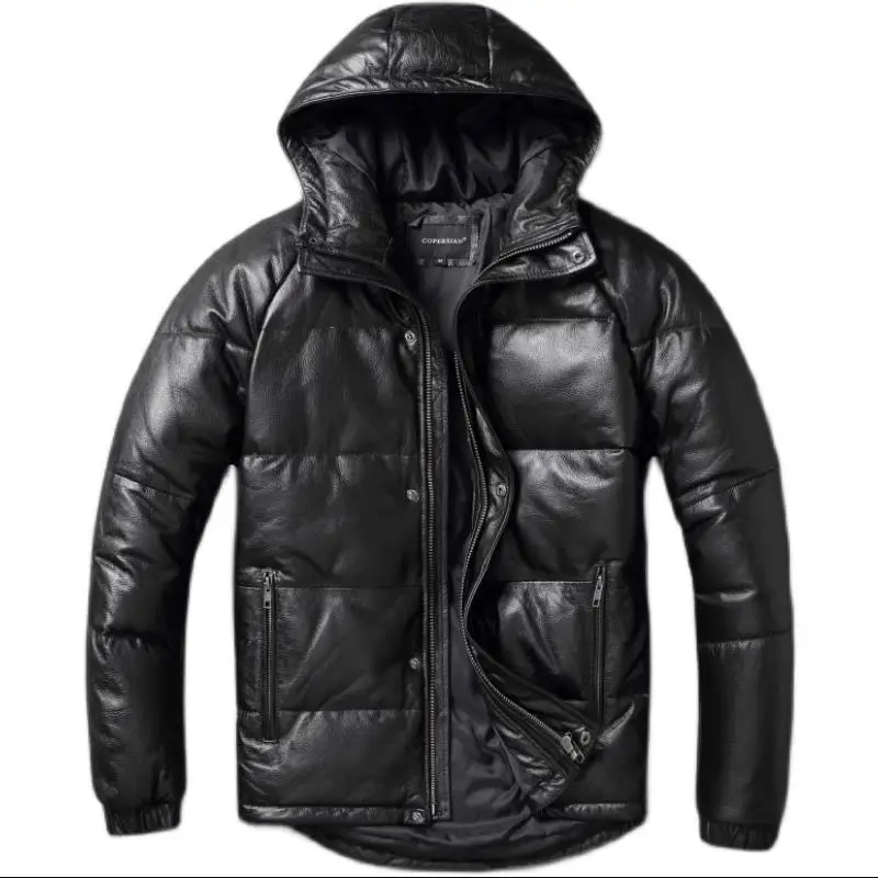 Winter Genuine Leather Jacket Warm Duck Down Leather Coat men leather jacket women leather jacket