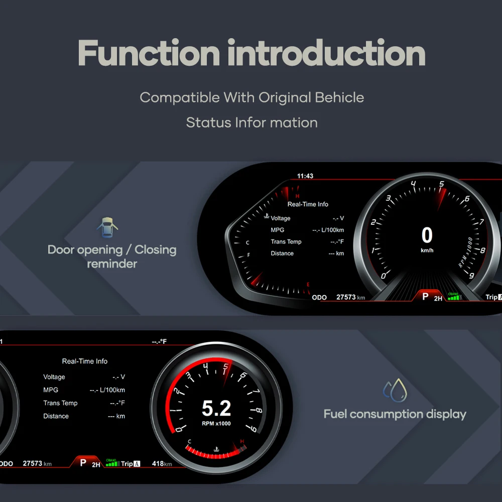 12.3 inch Prelingcar Digital Dashboard For Infiniti Q70 Car Lcd Panel Speedometer Virtual Cockpit - 4