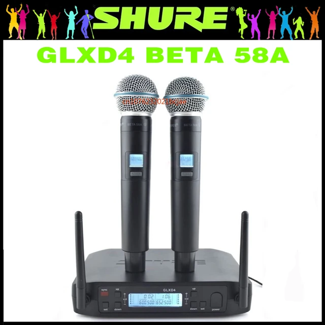 Shureワイヤレスハンドヘルドマイクセット,Shure glxd,4ベータ,58a,2 