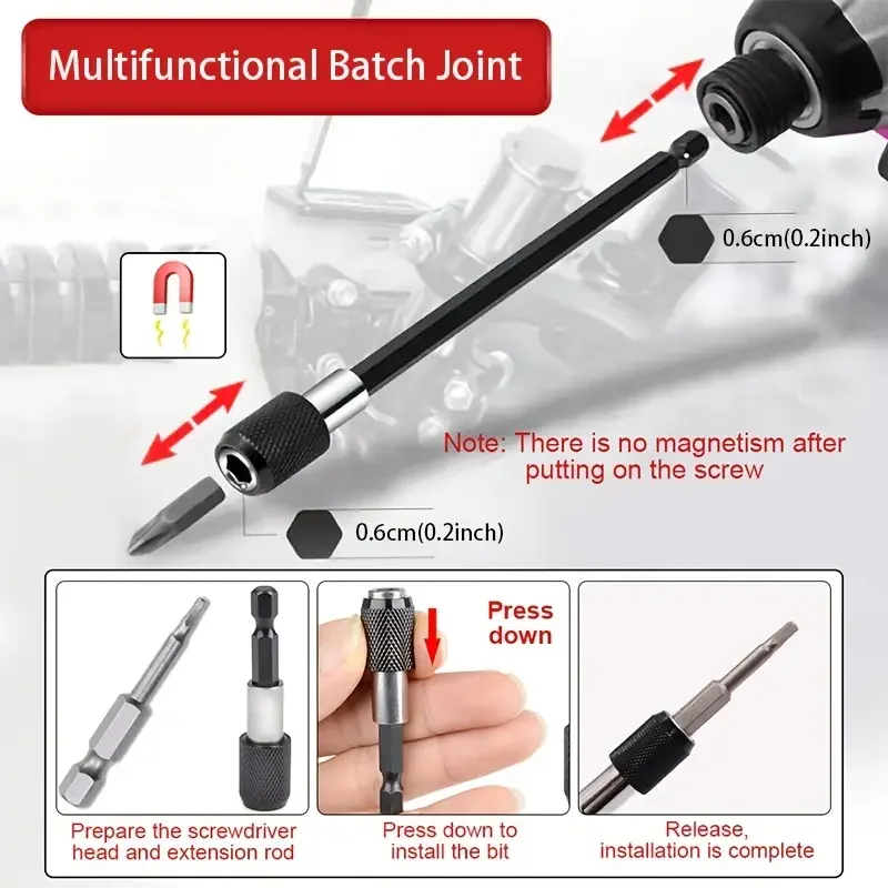 2-Pack Magnetic Hex Drill Bit Holder & Flexible Extension - Quick Change For Screwdriver Bits