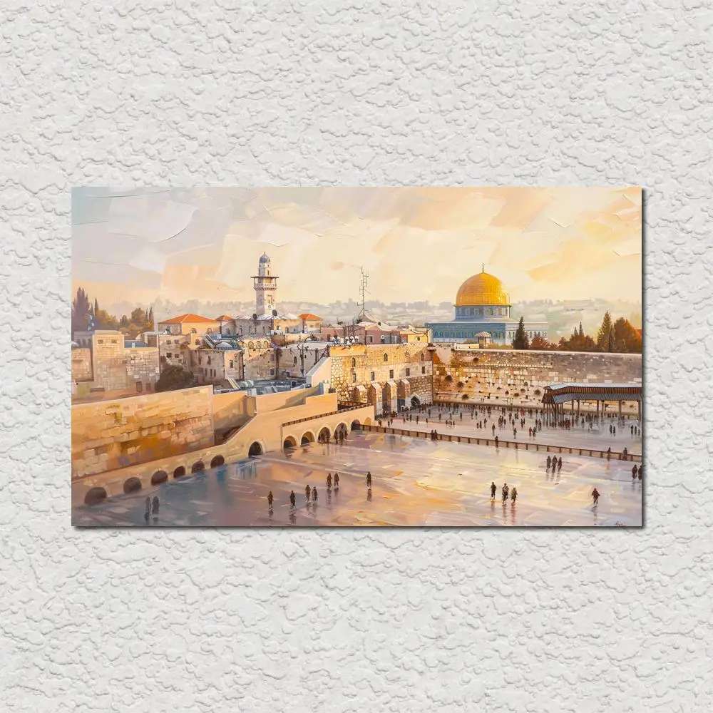 Peinture Abstraite Moderne De Kotel, Impressions Sur Toile, Mur Occidental En Bleu, Affiche, Art Juif De Jérusalem, Image Imprimée, Décor De Salle à Manger