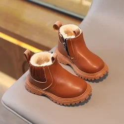 Cozy Autumn-Winter PU Leather Toddler Boots - 29 (F26825BR)