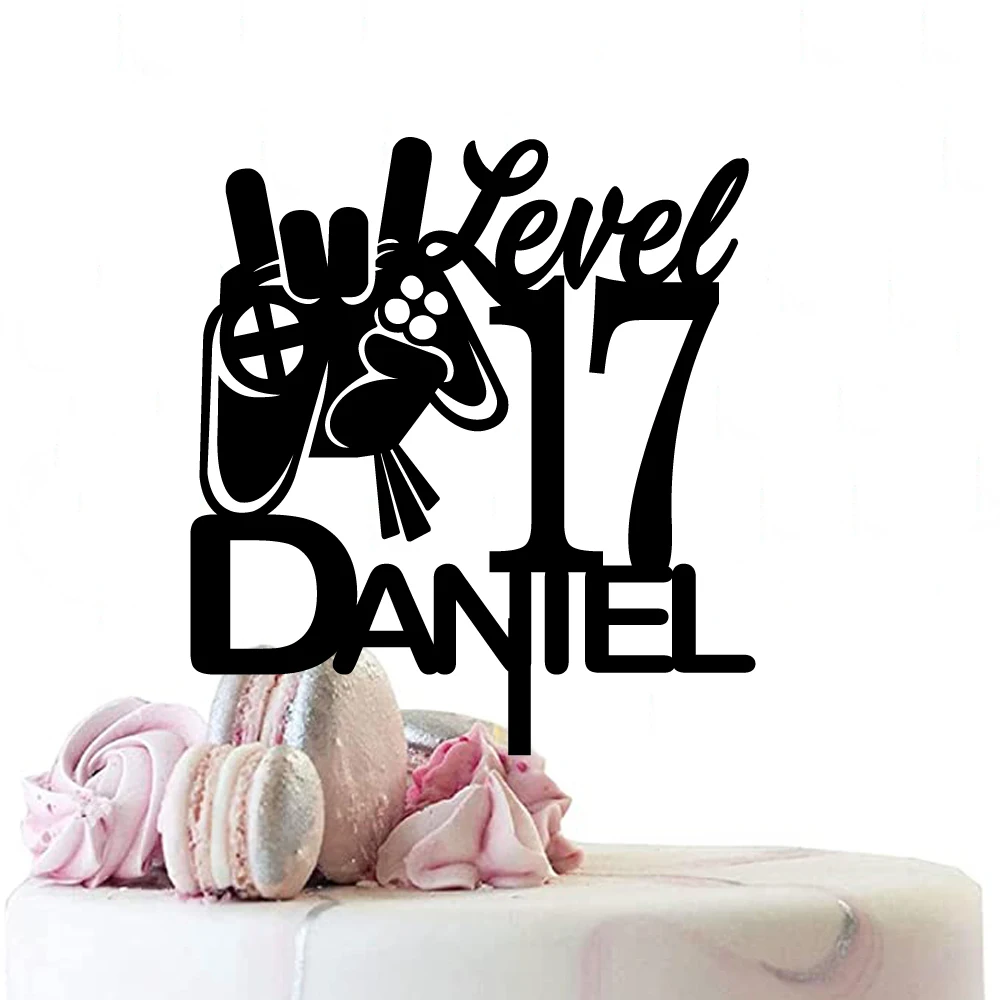 

Personalized Game Birthday Cake Topper Acrylic Level Up Baby Shower Game Level Custom Name Age Baptism Birthday Party Decor