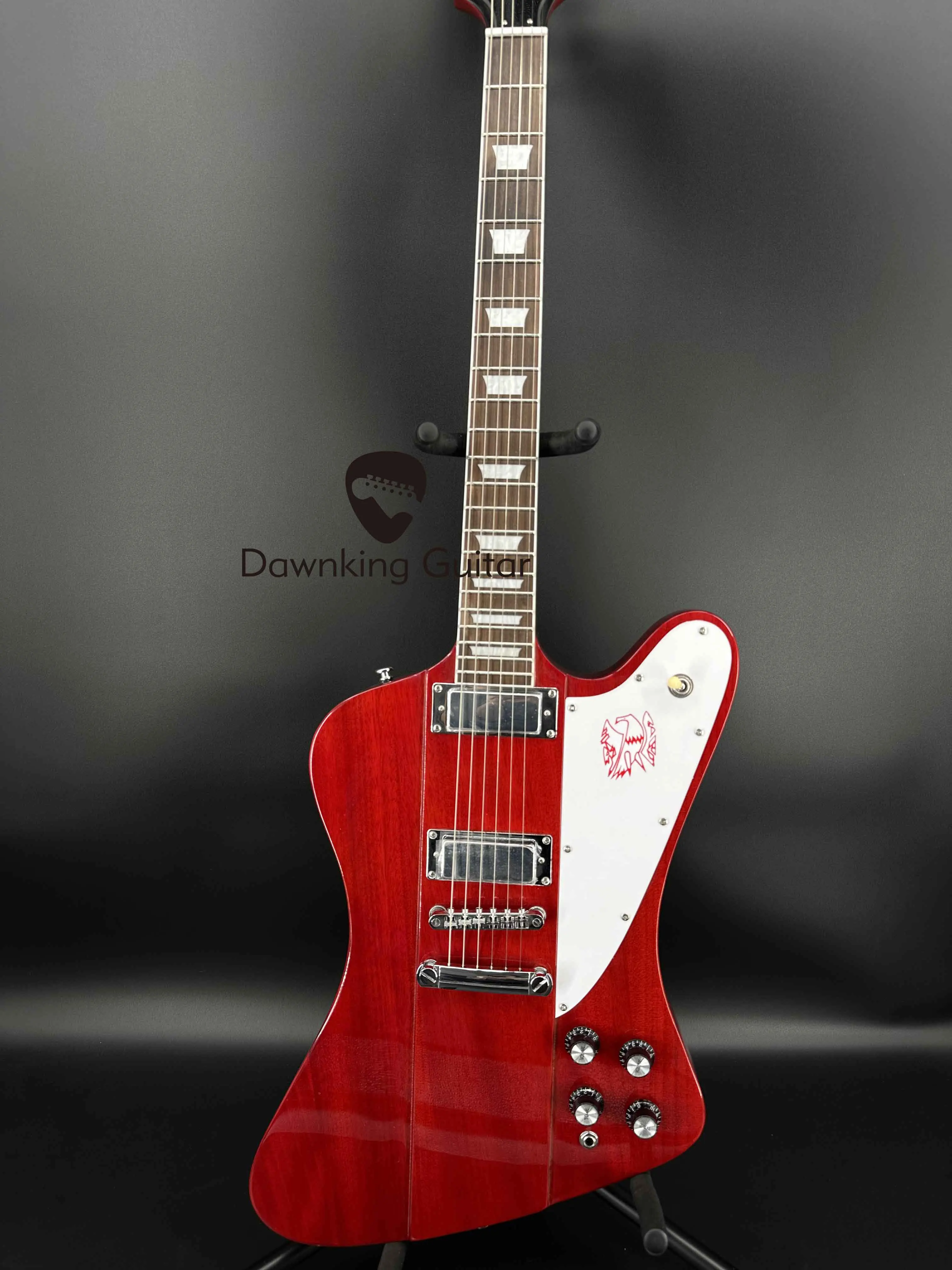 Red Firebird Electric Guitar Rosewood Fretboard 2H Pickups Fixed Bridge Solid