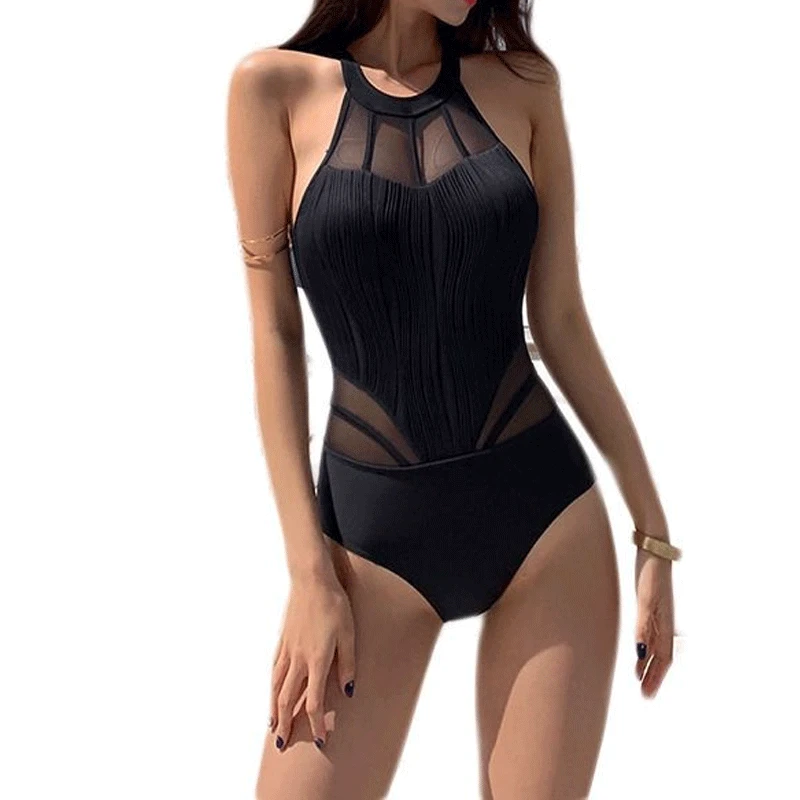

2023 New Conservative Slimming Sexy Sleeveless Backless Conjoined Body Spliced Gauze Ruffles Casual Women's Clothing Swimwears