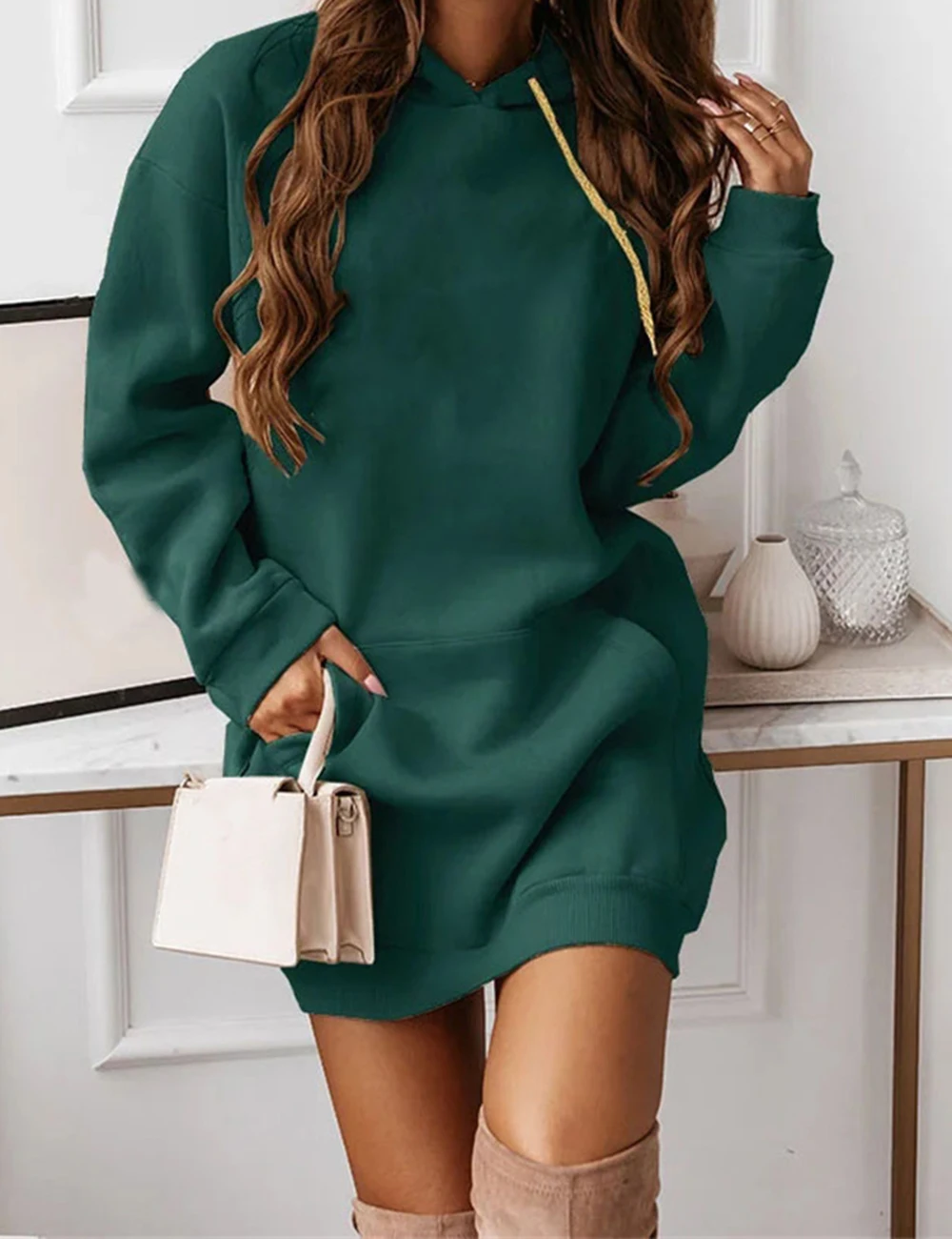2023 Chic Casual Sports Hoodie Sweater High Street Pocket Pullovers Sweatshirt Dress Sports Girl y2k Hooded Shirt Woman Clothing