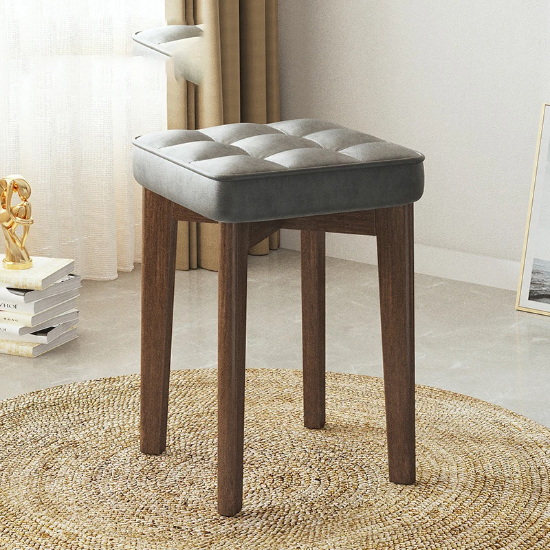 Modern Accent Dinner Chairs Vanity Wood Pouf Leather Living Room Chair