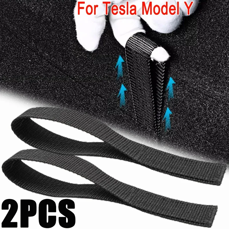 Rear Trunk Inner Cover Handle Boot Plate Pull Rope Straps Tidying Organizer Drawstring Replacement For Tesla Model Y