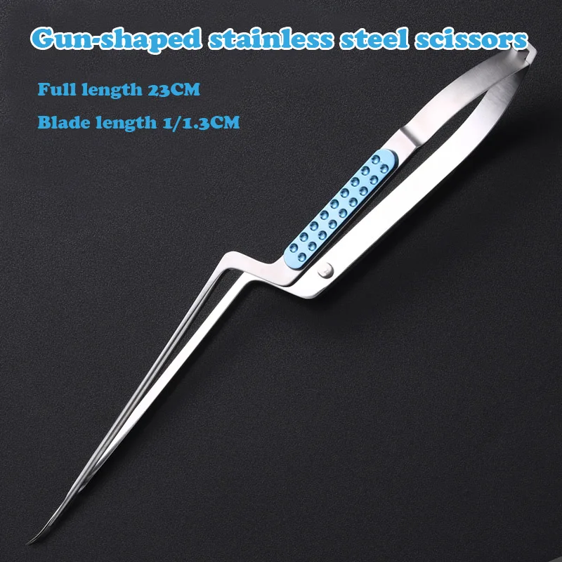 Stainless steel gun-shaped scissors microsurgery extracerebral neurosurgery fine reed tissue cutting ophthalmic scissors 5