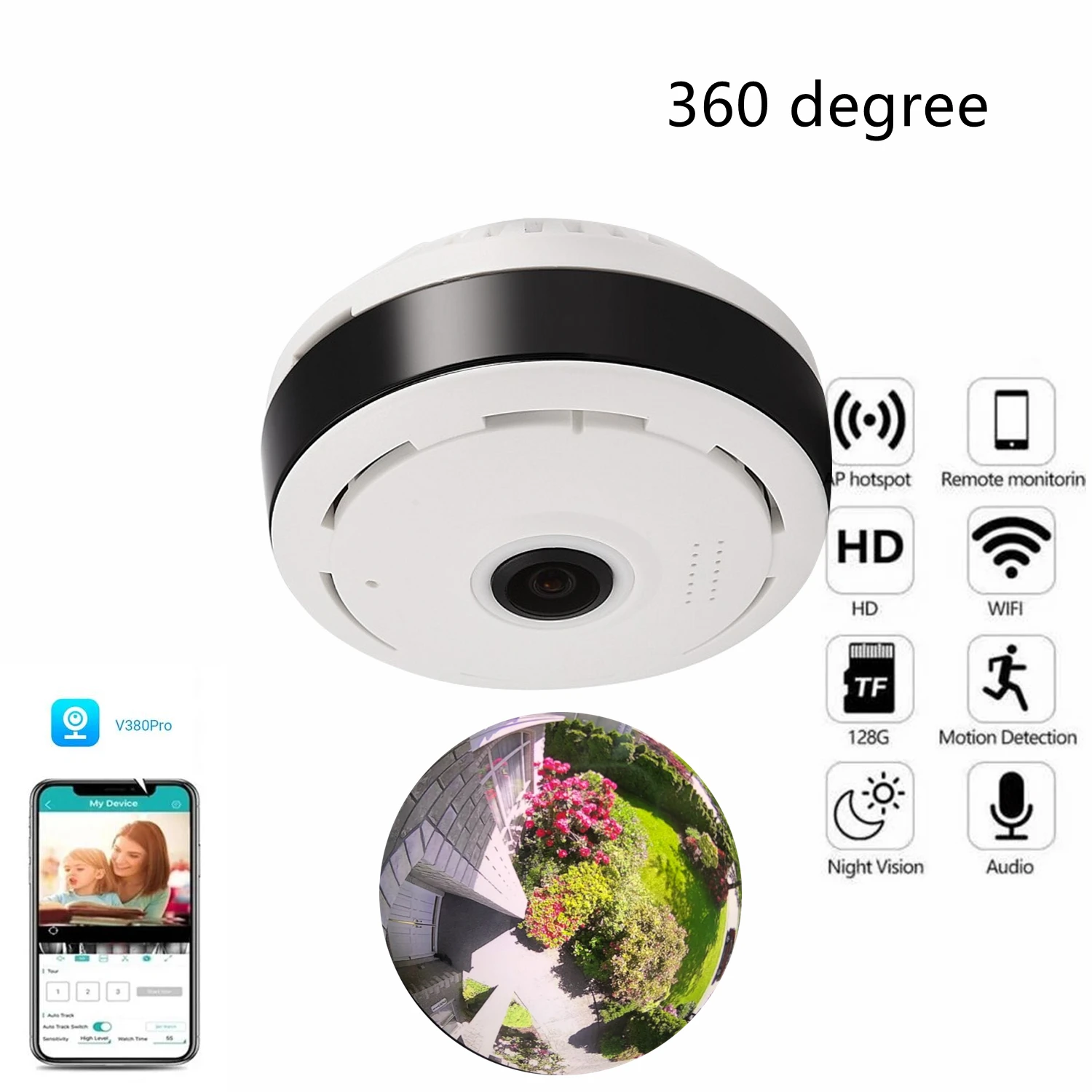 

V380 Pro App 1.3MP 3MP 5MP Home Wireless Wifi 360 Degree Panoramic UFO Camera IP HD Two-way Audio TF Card Monitor