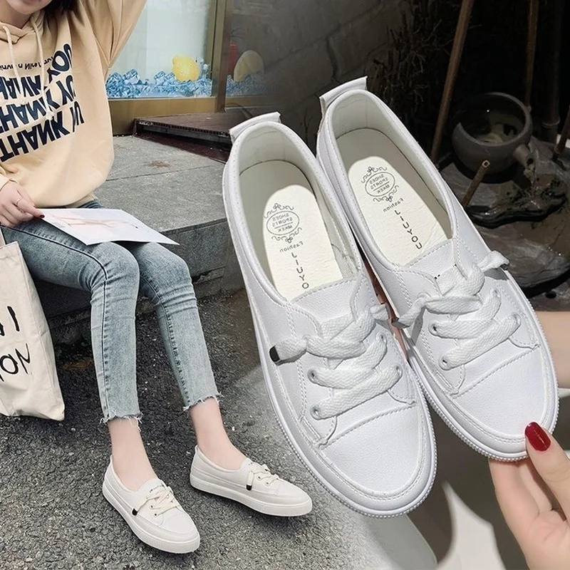 Comemore Summer Low Women's Loafers New Pu Leather Loafers Women Flat Sneakers Casual Shallow White Sports Shoe women loafers