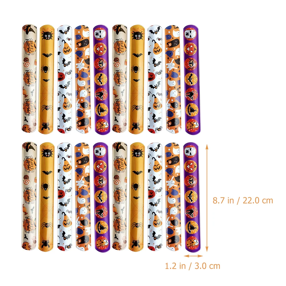 96 Pcs Halloween Ring Themed Slap Bracelets Wristband Bands Kids Papa Circle Snap Bulk Pvc Party Gift