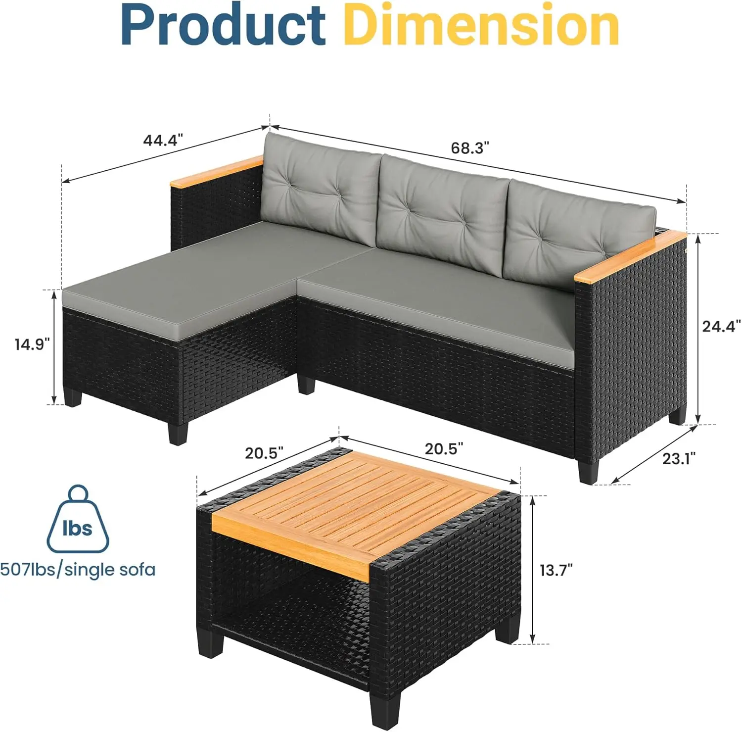 L-Shaped Rattan Patio Sofa 2