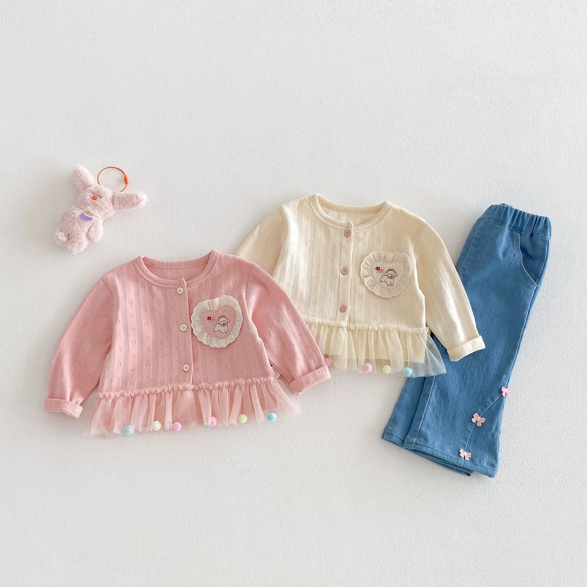 2026 Mädchen Schlagjeans für Kleinkinder, Weiche Stretch-Denim-Hose mit Niedlicher Schleife, Lässige Spielkleidung für 0-5 Jahre – Detail 8