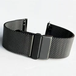 Elegant Stainless Steel Mesh Milanese Loop Watch Band with Quick Release and Butterfly Clasp - 22mm (Black)