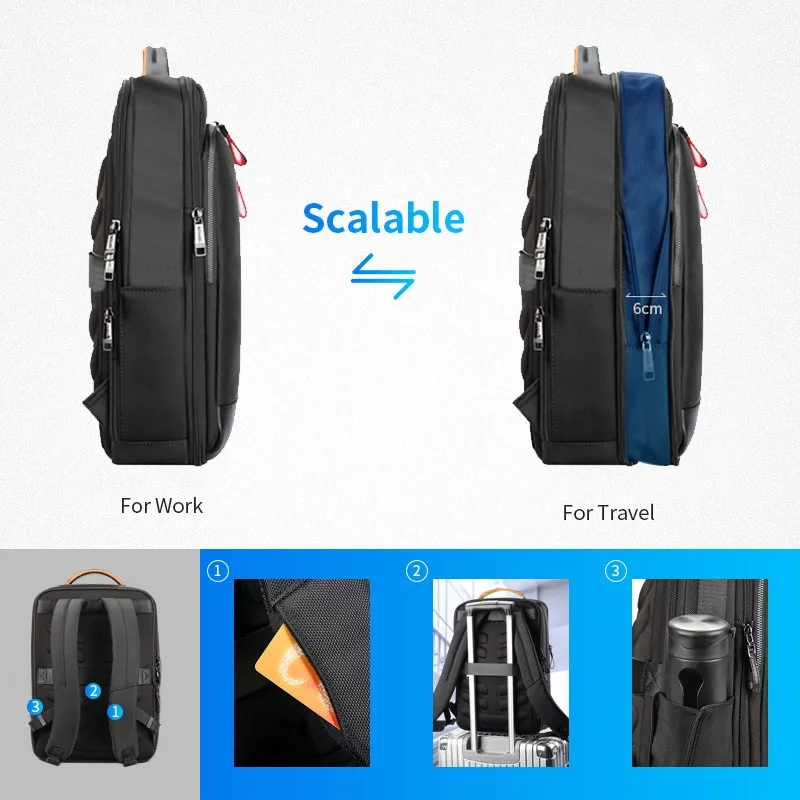 BOPAI Luxury Expandable Anti Theft USB Charging Work Bag For Men Business Smart Travel Carry on 15.6 Inch Laptop Backpack 2
