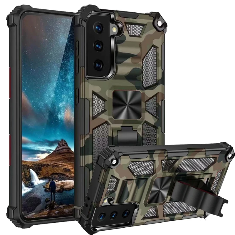 

Military Camouflage Armor Shockproof Case For Samsung Galaxy S23 S21 S22 Ultra S20 FE Note 20 A12 A53 Car Holder Magnetic Cover