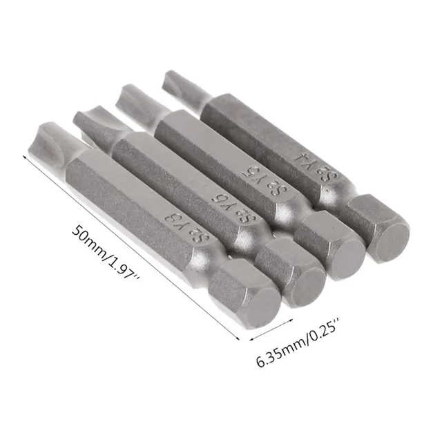 Triwing Screwdriver Bit Set 6 Sizes Y0-Y5 - 2" Long S2 Steel Magnetic Bits For Electronics Repair