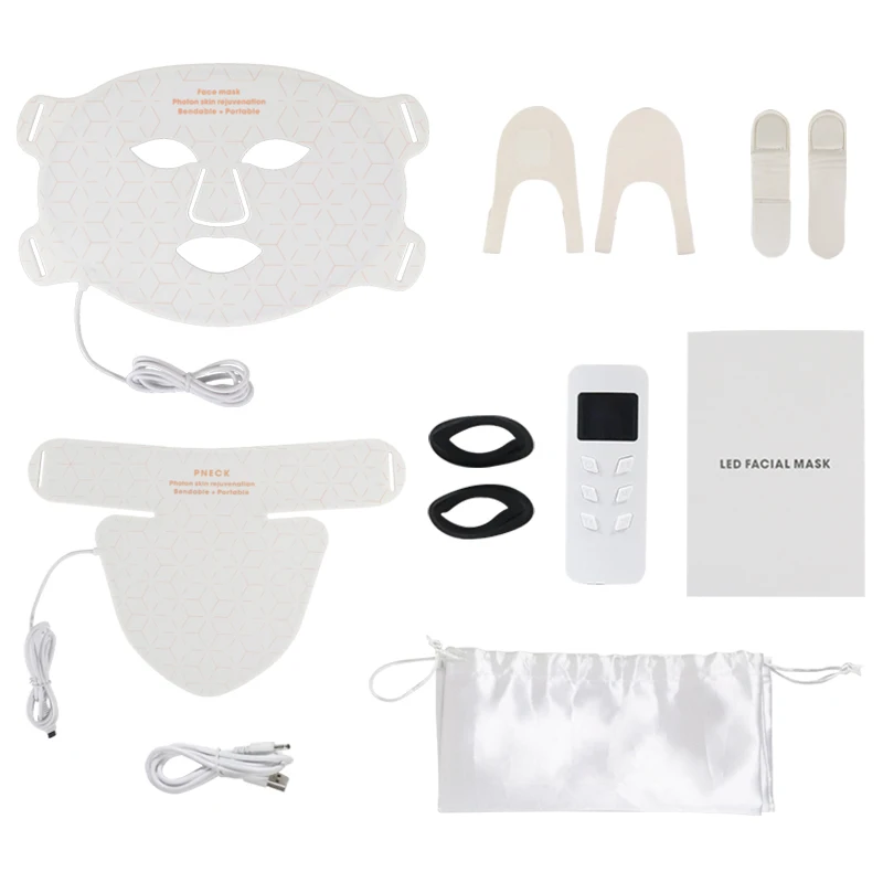 Silicone Led Red Light Therapy Facial Face Mask with Neck 240pcs 460 590 630 850nm PDT Infrared Lamp 4 Colors Photon Therapy