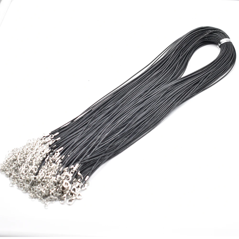 

Fashion Good quality1.5MM 60cm black Wax rope lobster clasp necklace lanyard Jewelry pendant cords 100pc Free shipping