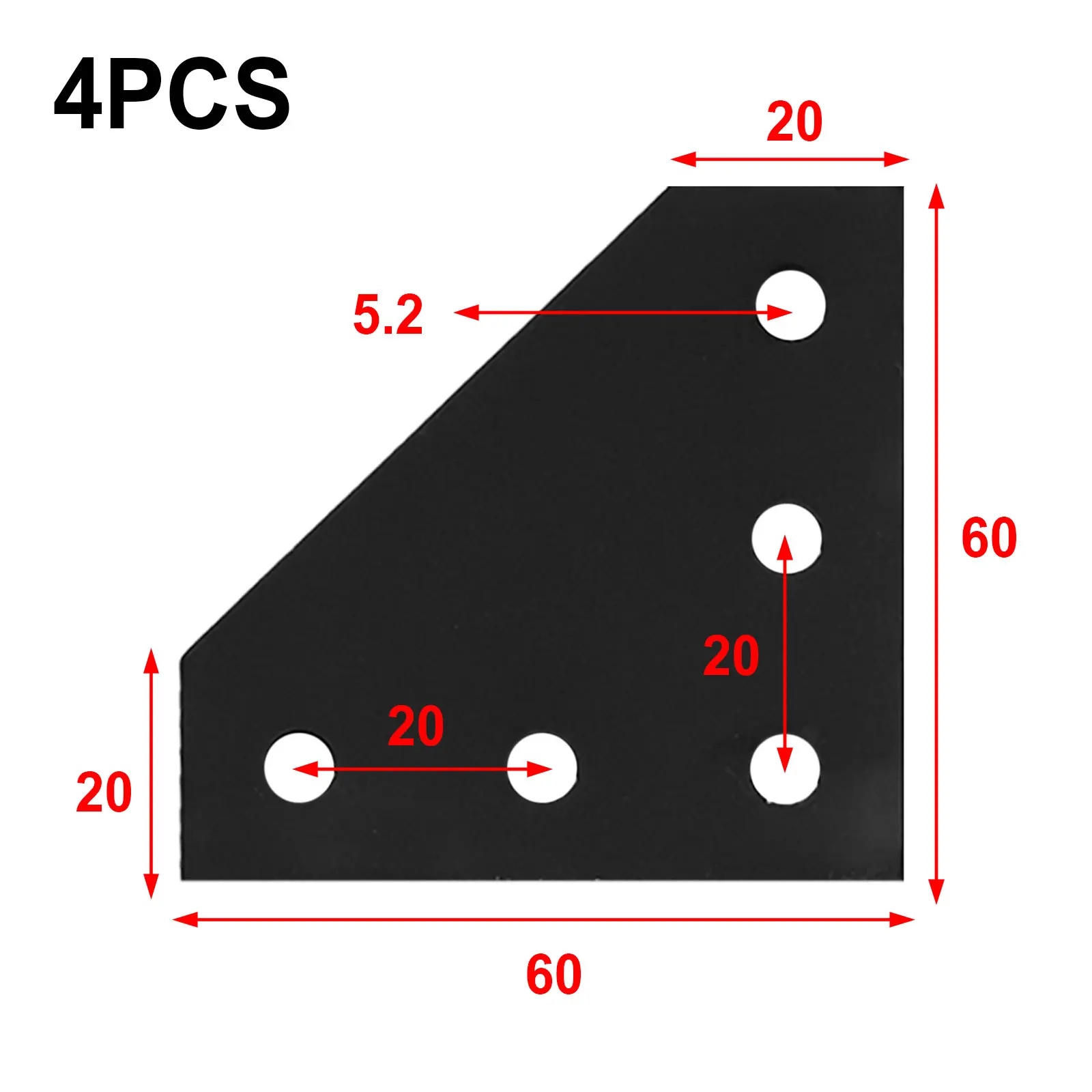 4pcs Joint Board Plate Corner Angle Bracket Aluminum Alloy For Series Aluminum Profile 5Hole 90 Degree Furniture Hardware