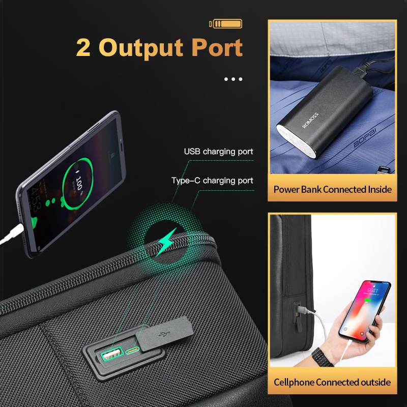BOPAI Business Backpack Men Waterproof anti theft Business usb Charging Office 15.6 inch Laptop Backpack Travel Shoulder Bag 5