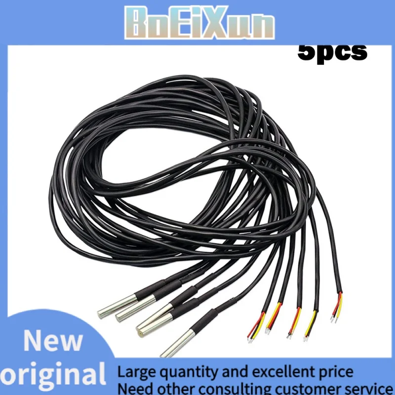

5pcs DS18B20 Temperature Sensor Probe 18B20 Temperature Stainless Steel Package Waterproof DS1820 For Arduino DIY Kit