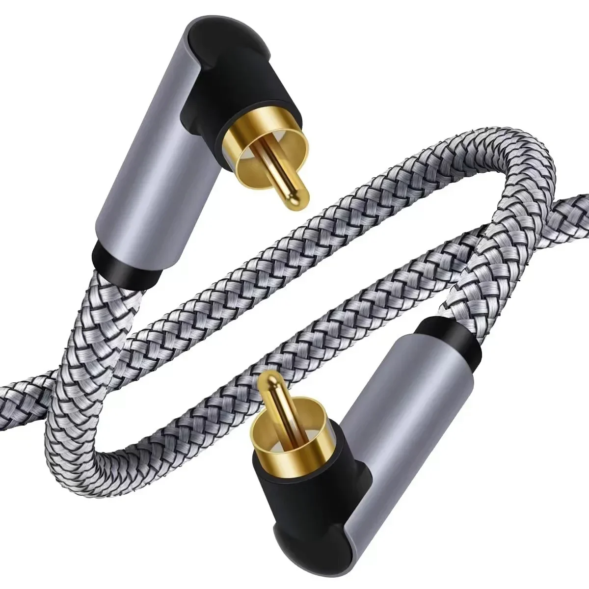 HIFI Audio Cable 90 Degree Gold Plated Digital RCA To RCA Male Coaxial Amplifer SPDIF Cord For Home Theater HDTV Accessories