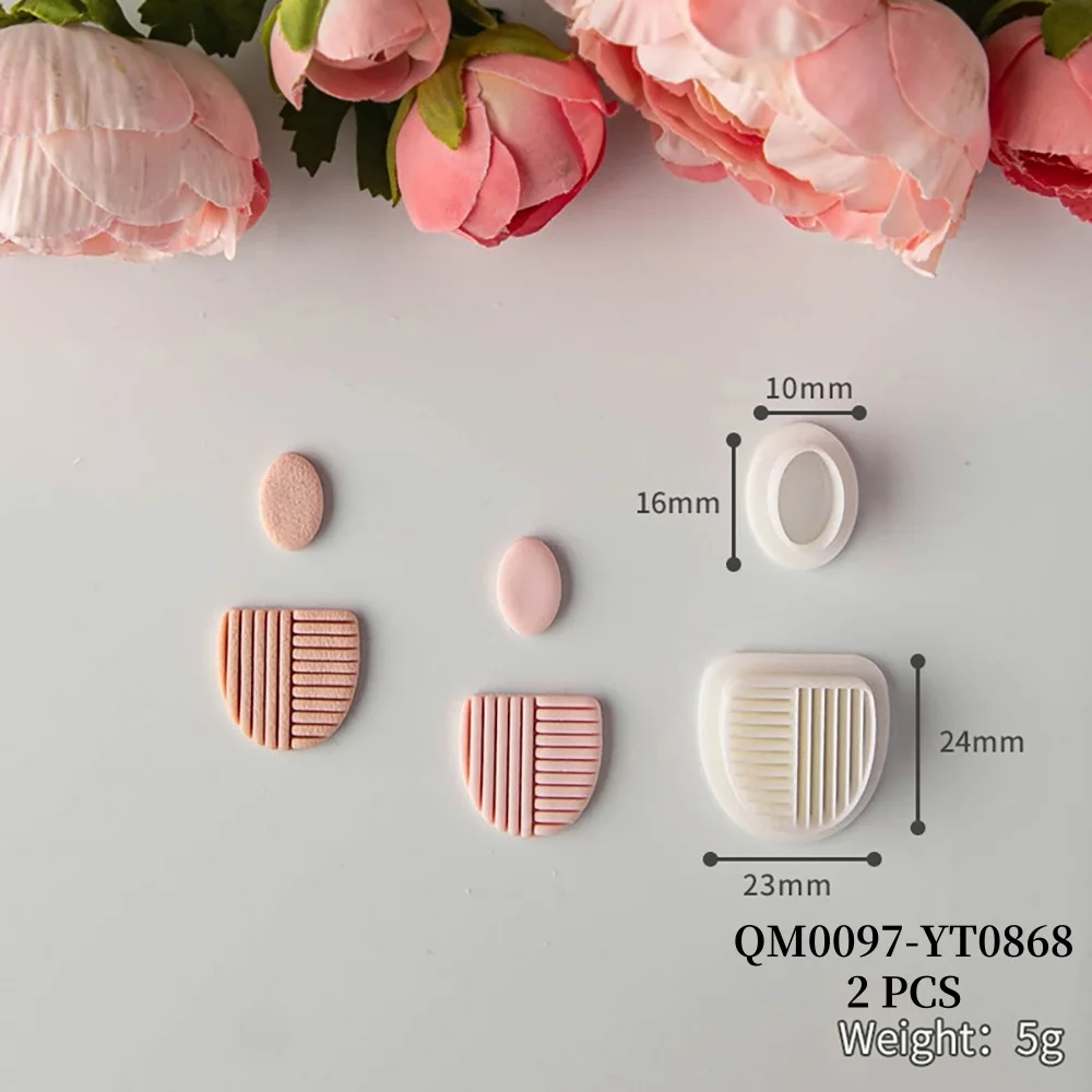Kreative geometrische verspiegelte Polymer-Ton-Ausstecher, Liniendesign, baumelnde Ton-Ohrringe, Schmuck, Anhänger, Stanzform, Keramik, Tonwerkzeuge – Detail 6