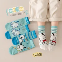 5Pcs/Set Kawaii Sanrio Socks Hello Kitty Kuromi Cinnamoroll Korean Cartoon Student Stockings Cute Girls Home Warm Socks 4