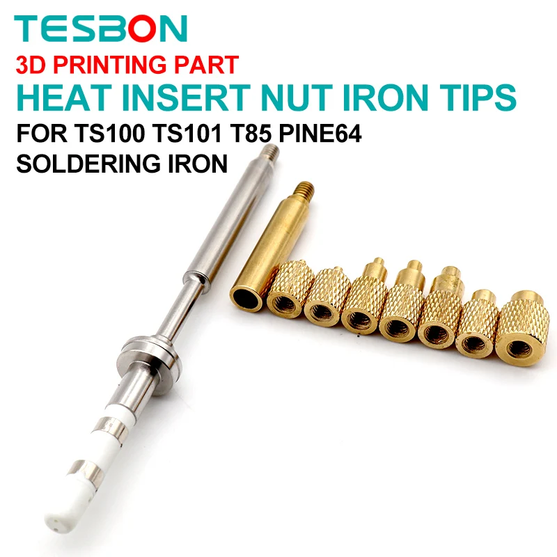 PIne64 TS100 Soldering Heat Insert Nut Iron Tip Internal Thread Head M2-M8 Brass Hot Melt Insertion Kit For 3D Printer