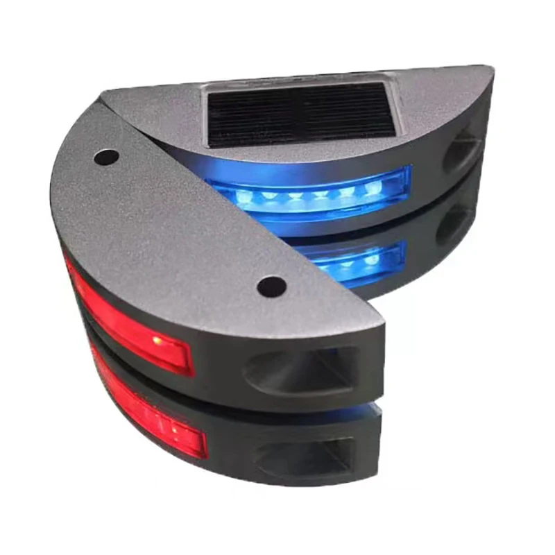 Waterproof Lifepo4 Powered Aluminum Deck Dock Synchronous Long Visible Range Cat Eyes Crescent Shaped Solar Road Stud