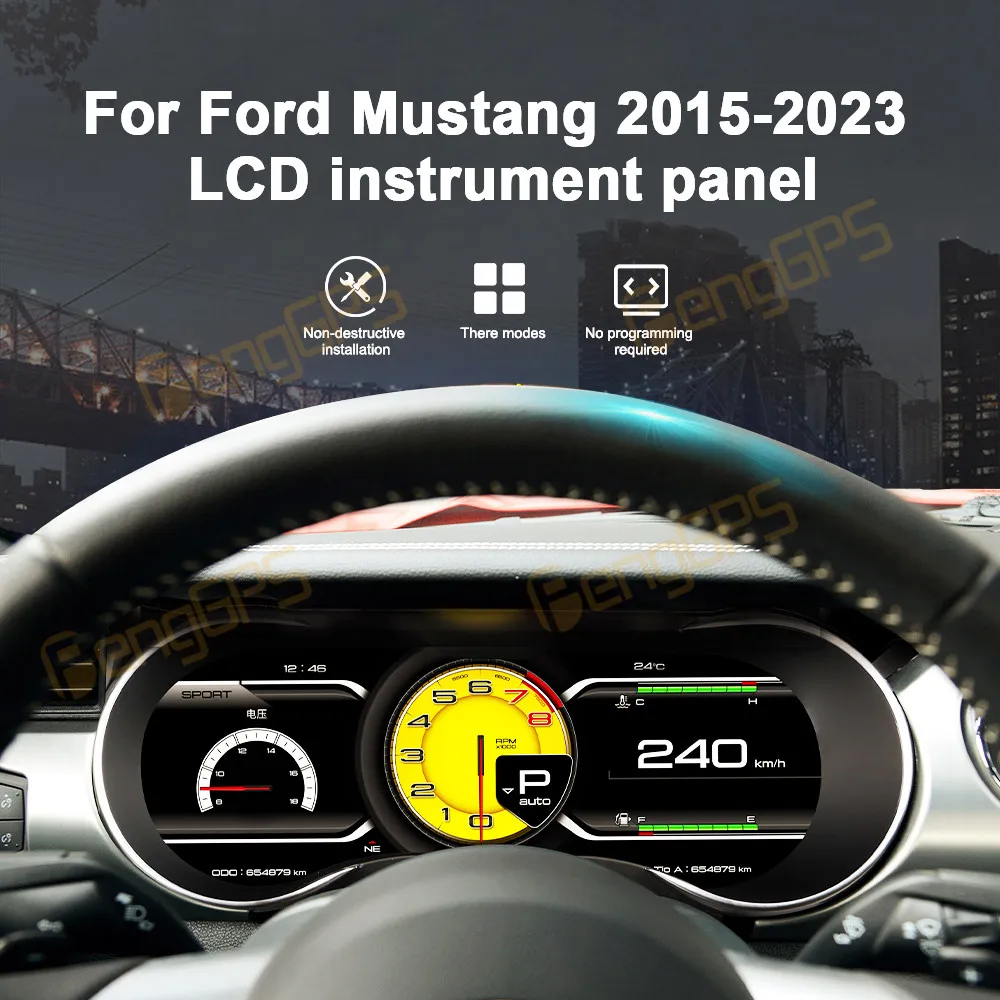 Para Ford Mustang 2015-2023, Pantalla LCD para el Tablero de Instrumentos, Panel Digital, Cabina Virtual, Velocímetro Multifuncional 2