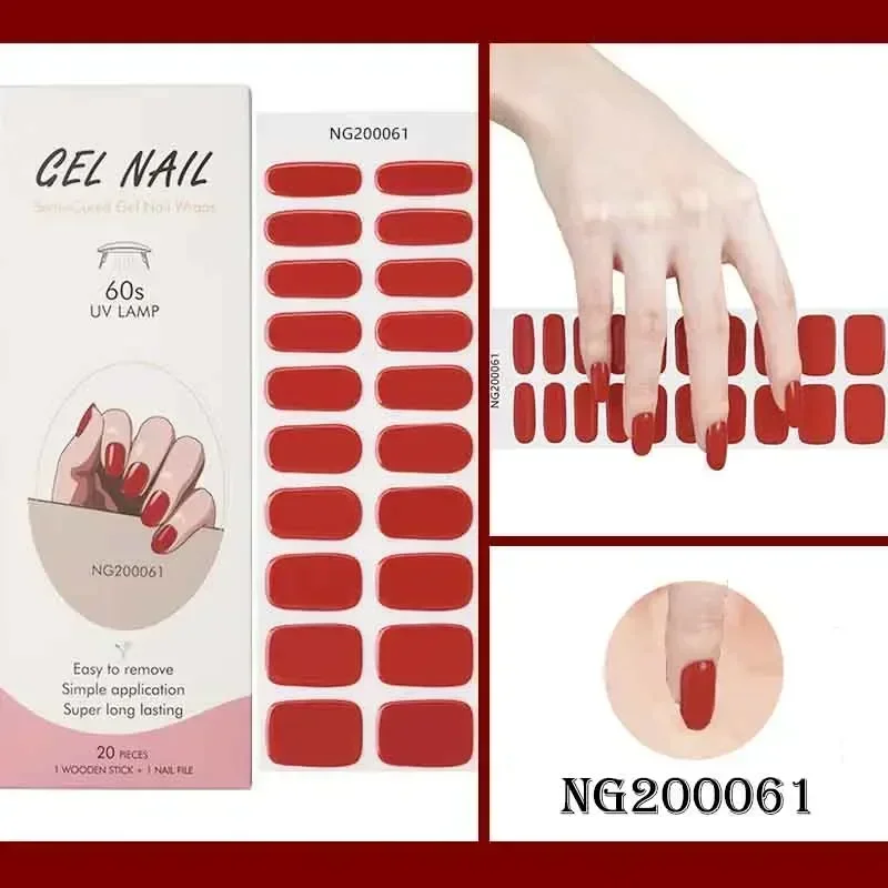 Nail Stickers 16/20/22Tips Semi-Cured Adhesive Waterproof Long Lasting Gel for UV Lamp Manicure