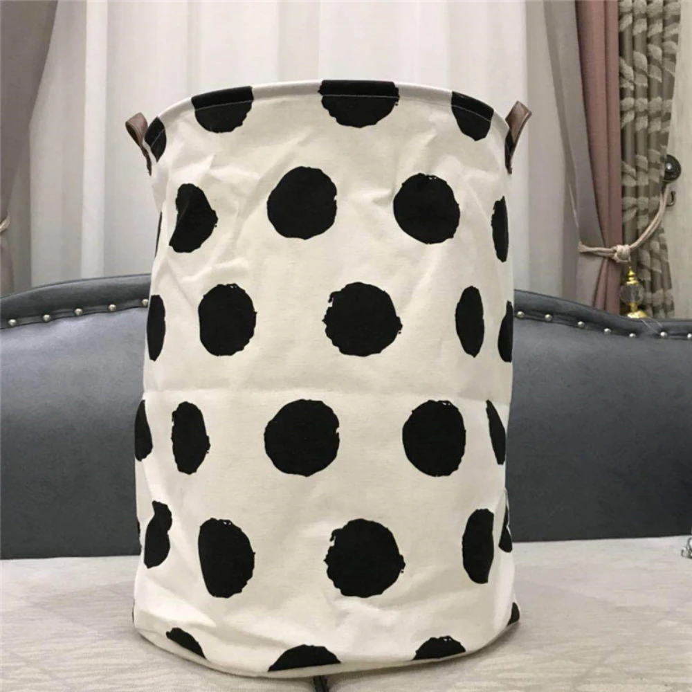 

Nordic Fabric Cotton Clothing Laundry Basket Bag Children Toy Storage Bucket Waterproof Pot Collapsible Beam Port Debris Storage