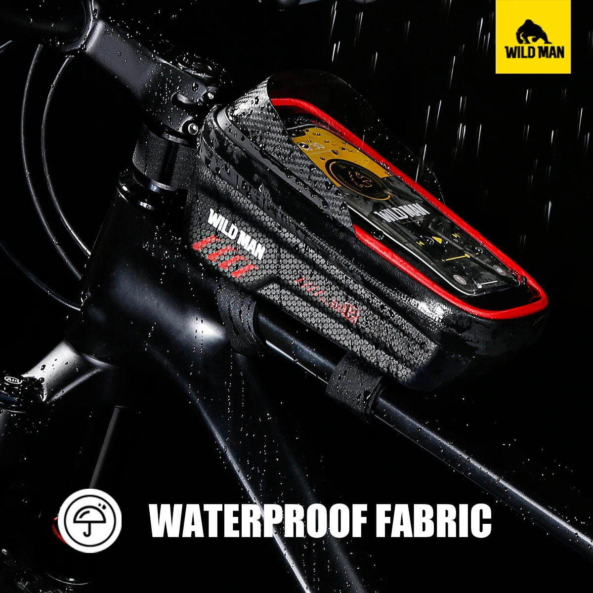 Bike Bag Bicycle Bag Bike Accessory WILD MAN E12 Road Mountain Bicycle Bag EVA Hard Shell Waterproof Touch Screen Front Beam Bag Upper Tube Mobile Phone Saddle