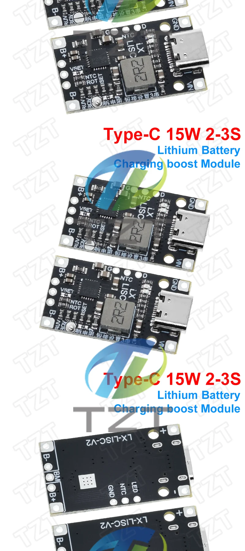 Typ-C USB 2-3s BMS 15W 8,4 V 12,6 V 1,5 A Lithium-Batterie-Lade-Boost-Modul mit symmetrischer Unterstützung Schnell ladung mit Anzeige – Detail 11