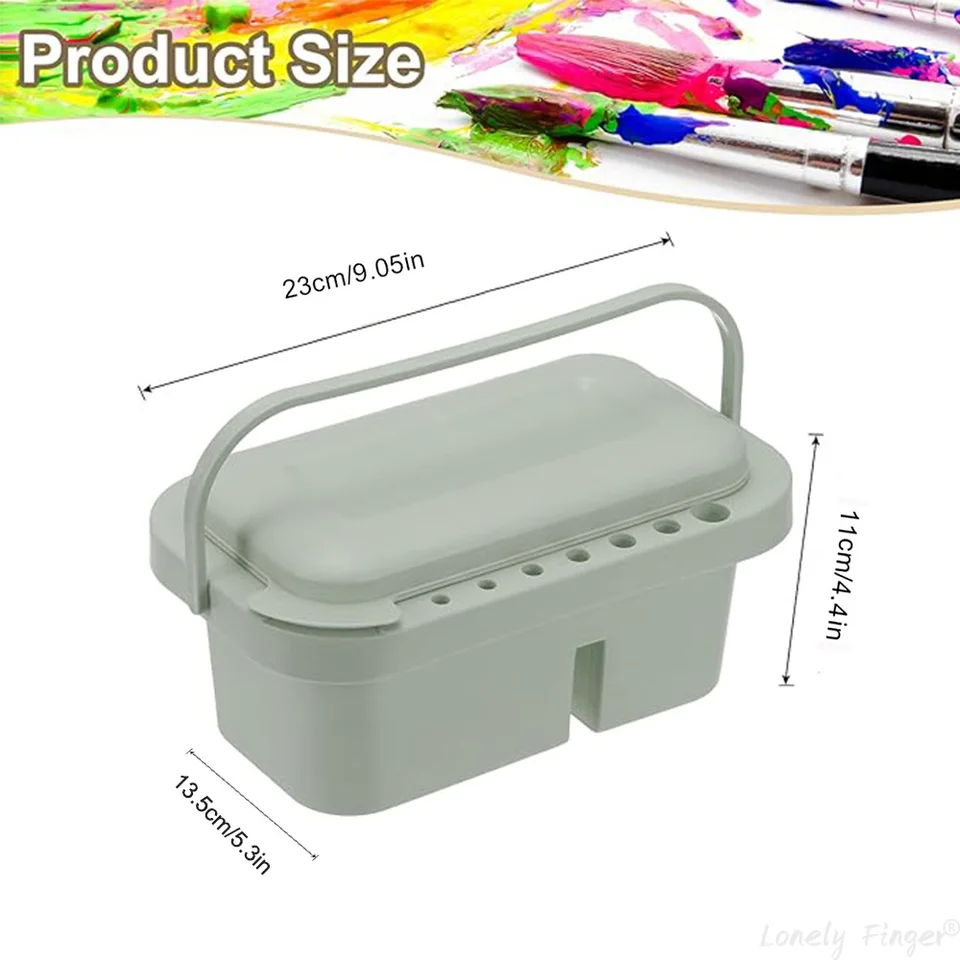 Lemecima Paint Brush Cleaner & Organizer With Palette Lid - 10 Brushes Included, Multifunction Artist Basin