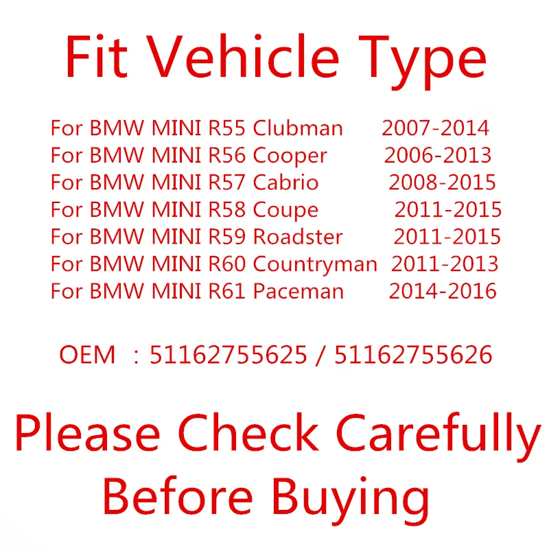BMW 미니 R55 Clubman R56 쿠퍼 R57 Cabrio R58 쿠페 R59 로드스터 R60 Countryman R61 Paceman 액세서리 용 사이드 미러 유리