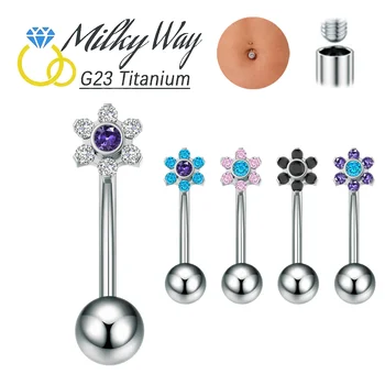 ASTM F136 Titanium Navel Piercing 16G 5A CZ Belly Rings Sexy Body Piercing Nombril Ombligo Jewelry For Women Lichaam Sieraden