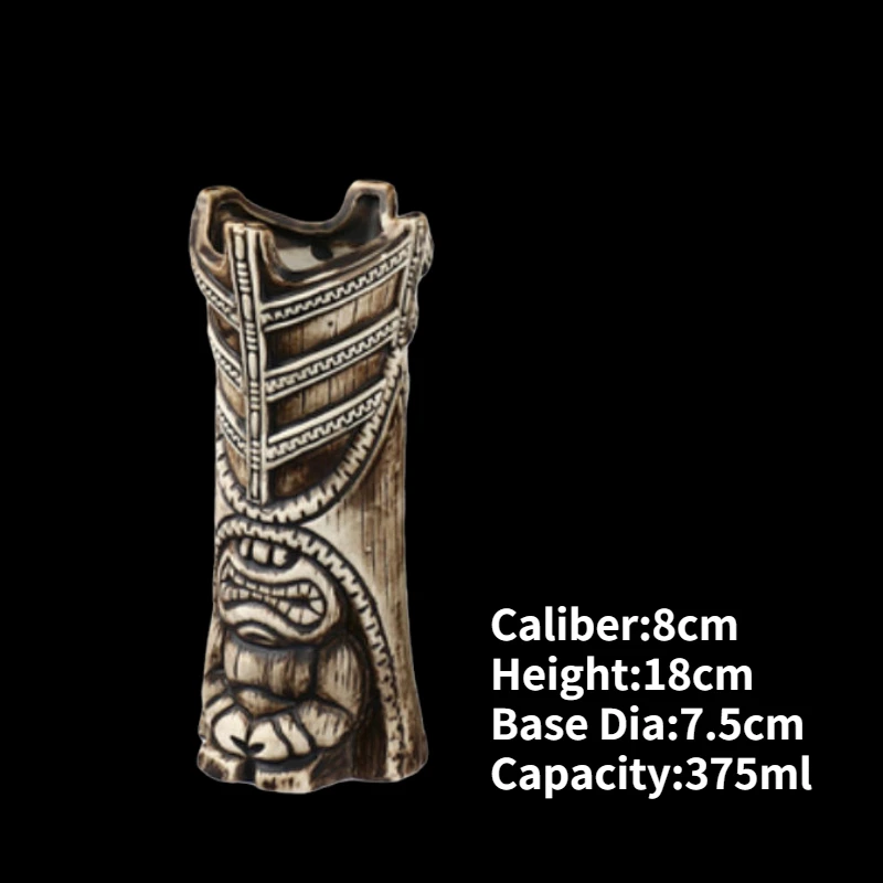 Hawaiian Ceramic Tiki Mug - Creative Cocktail Cup and Halloween Bar Gift