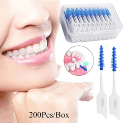 200PCS Silicone Interdental Brushes Toothpick Oral Care Teeth Floss Remove Hygienic Toothpicks Soft Rubber Bristle Teeth Clean