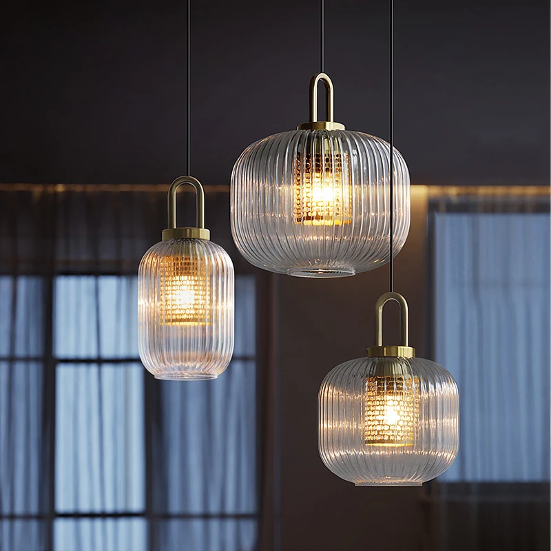 Nordic Glass Transparent Chandelier Modern Minimalism Dining Room Lamp Kitchen Cafe Home Decor Pendant Light Denmark Design Lamp