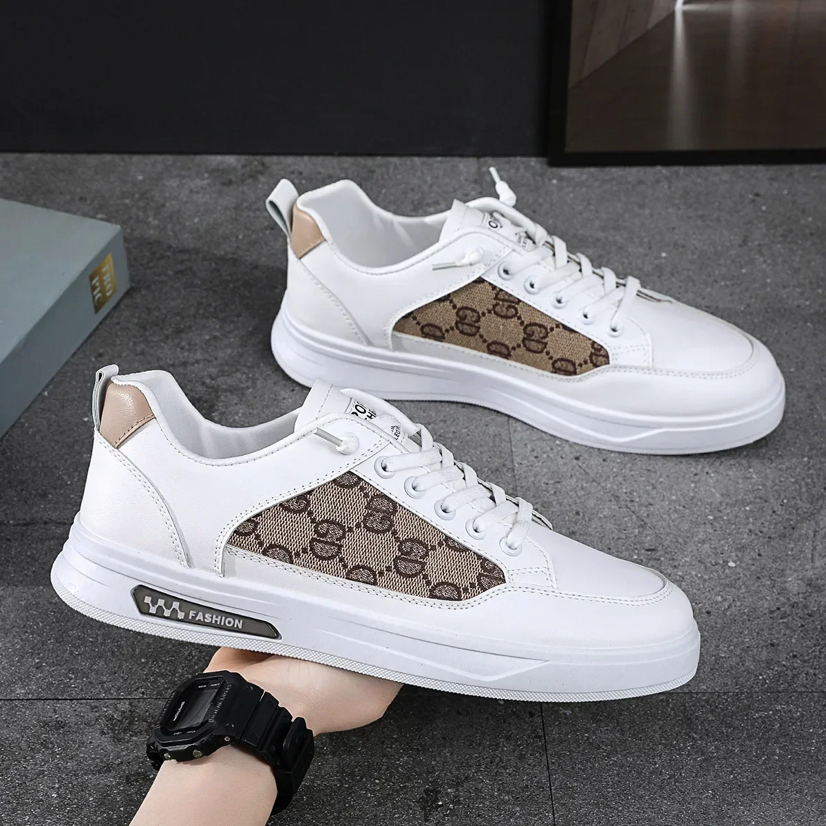 

Little White Shoes for Men 2024 Spring and Autumn New Trend Fashion Versatile Casual Leather Panel Shoes with One Step