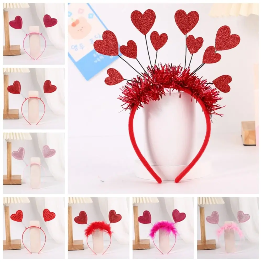 Confetti Hair Hoop Red Love Headband Red Peach Heart Glasses Love Heart Shaped Headband Headband Red Valentines Day Headdress