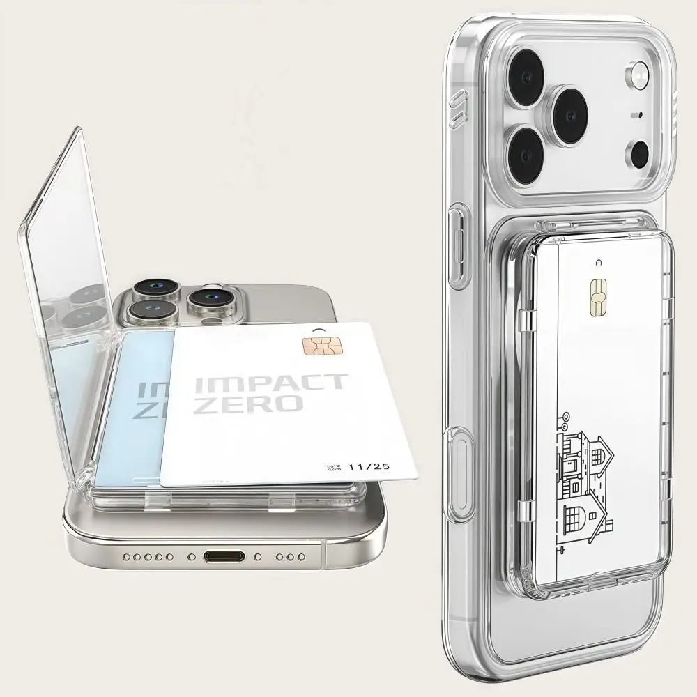 Transparent MagSafe-Compatible Card Sleeve with Dual Slots and Magnetic Stand